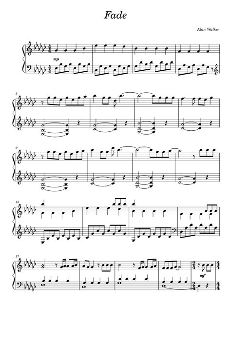 Faded Arr Alan Walker Por Alan Walker Partituras Para Piano Solo En Sheet Music Direct