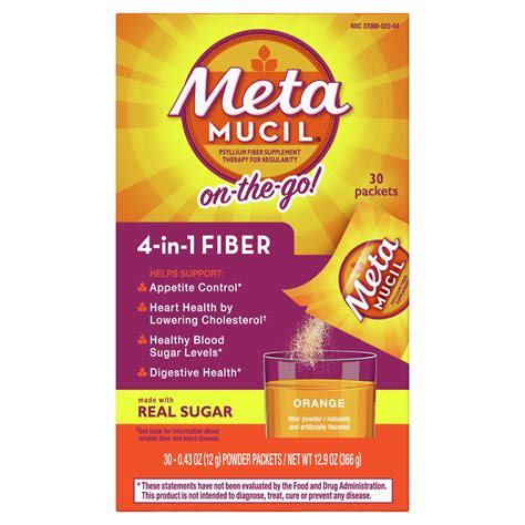 Metamucil On The Go Daily Psyllium Husk Powder Supplement With Real