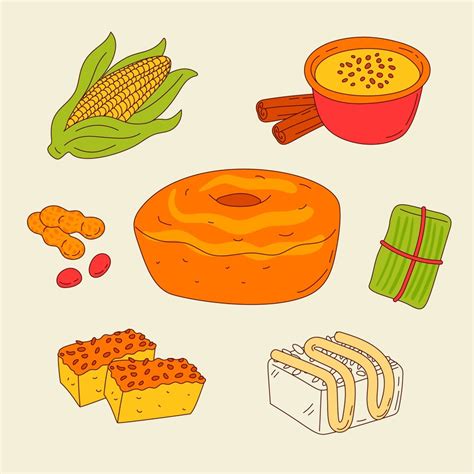Desenhos De Comida De Festa Junina - Ilustrações de comida de festa da junina | Vetor Premium
