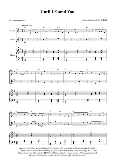 Until I Found You Arr Tom Drummond By Stephen Sanchez Sheet Music For Violin Duet At Sheet