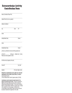 Fillable Online Extracurricular Activity Contribution Form Fax Email