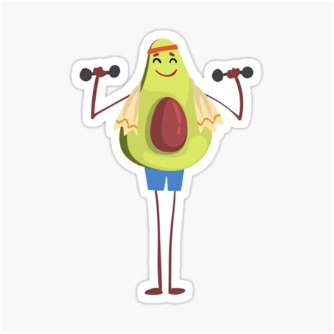 The Cutest Avocado Ever Avocado Weight Lifting Sticker For Sale By