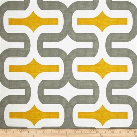 Grey Yellow Stripe Fabric By The Yard All Cotton Premier Etsy