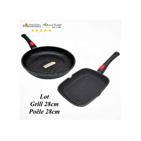 Lot Poêle 28cm Grill 28cm Espace Cuisine Professionnel