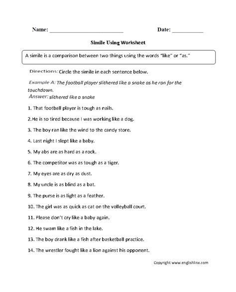 Figurative Language Worksheets