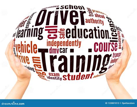 Driver Training Word Cloud Hand Sphere Concept Stock Illustration