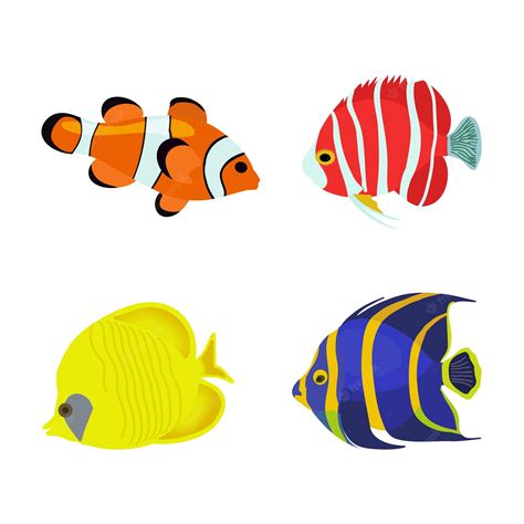 Premium Vector Collection Of Colorful Tropical Fish Vector Flat