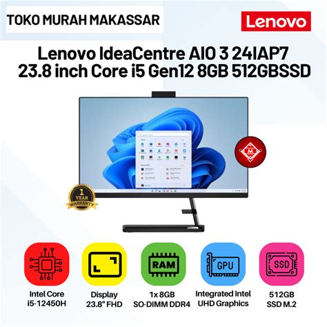 Jual Lenovo Ideacentre Aio 3 24iap7 238 Inch Core I5 Gen12 8gb