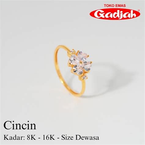 Jual Cincin Emas Bunga 4 Kelopak Solitaire Waru Toko Emas Gadjah