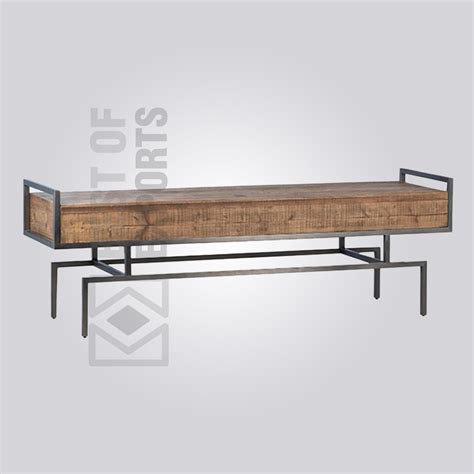 Wood and Metal Storage Bench - Best of Exports