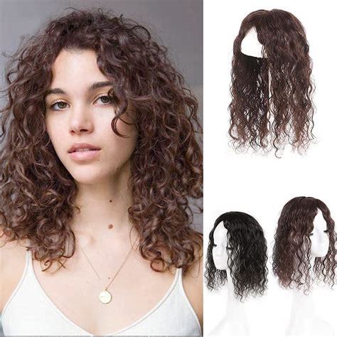 Amazon AiUree 12 Inch Curly Hair Topper Silk Base Remy Human Hair