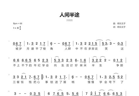 人间半途简谱刘阳阳 吉他世界