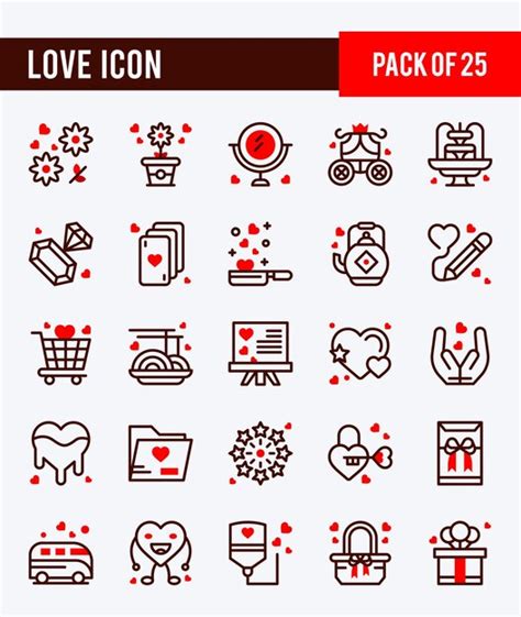 Premium Vector 25 Love And Wedding Two Color Icons Pack Vector Illustration