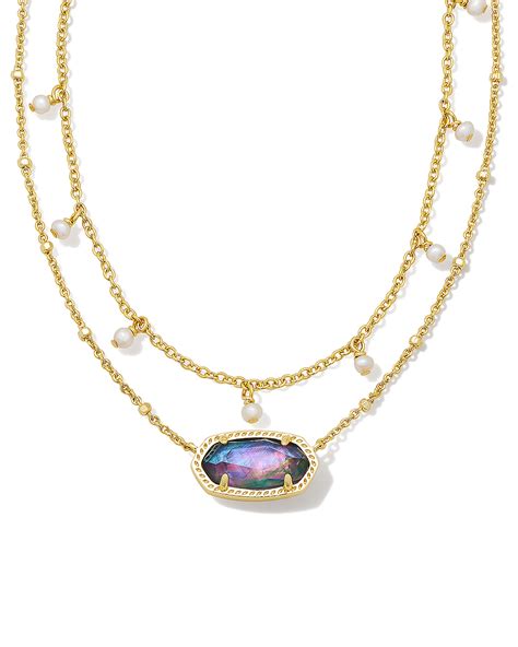 Elisa Gold Pearl Multi Strand Necklace In Lilac Abalone Kendra Scott