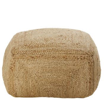 Pouf en cuir de buffle camel tressé Maisons du Monde