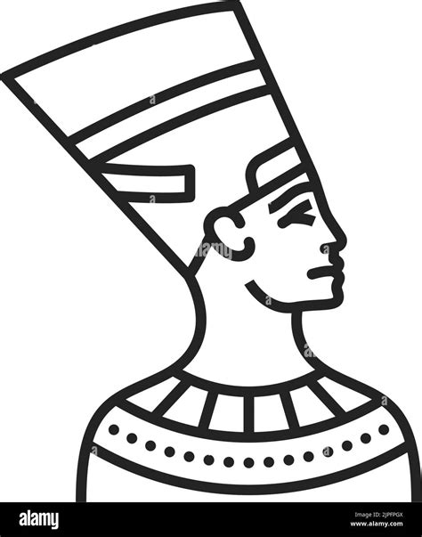 NEFERTITI Icono De Vector De Contorno Aislado Antigua Reina Egipcia Y