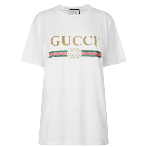 Gucci Fake Logo T Shirt Women White 9234 Flannels