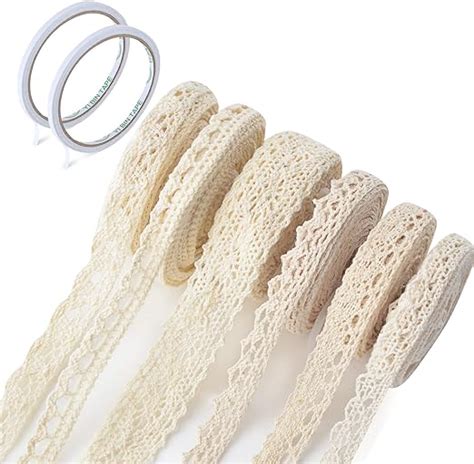 6 Rollen Spitzenband Vintage Beige Selbstklebende Spitzenband Mit