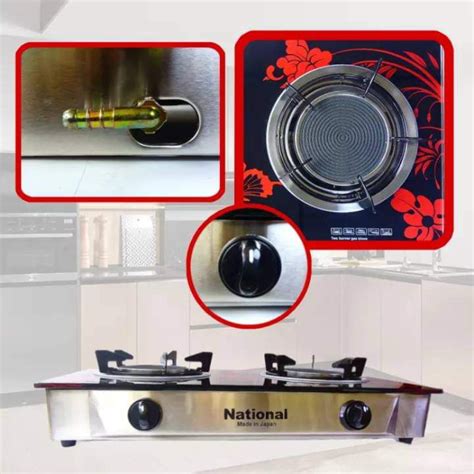 National 2 Burner Infrared Glass Top Gas Cooker 60 Super Gas Saving