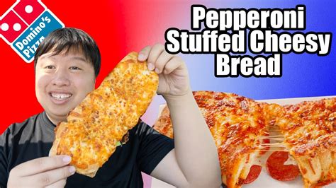 Dominos New Pepperoni Stuffed Cheesy Bread Review Worth It Youtube