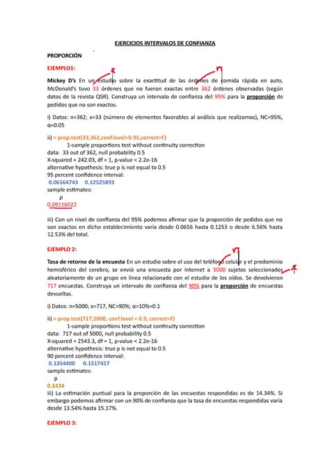 Ejercicios Propuestos Intervalos De Confianza Ejercicios Intervalos