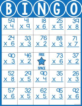 2 Digit by 1 Digit Multiplication BINGO by KP Plans | TpT