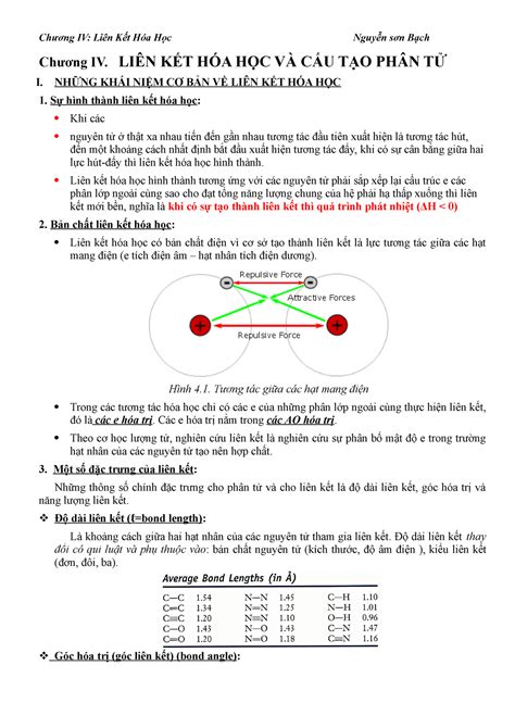 Chuong 4-Liên kết hóa học - Chương IV. LIÊN KẾT HÓA HỌC VÀ CẤU TẠO PHÂN TỬ I. NHỮNG KHÁI NIỆM ...
