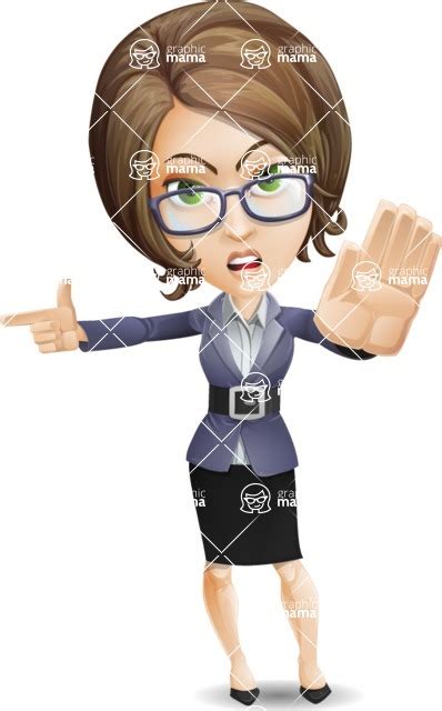 Female Teacher Cartoon Vector Character Finger Pointing With Angry Face Graphicmama