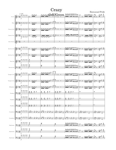 Crazy Gnarls Barkley Crazy Sheet Music For Trombone Tuba Flute Oboe And More Instruments