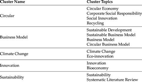 Cluster Themes Of Studies In The Area Of Social Innovation And Circular