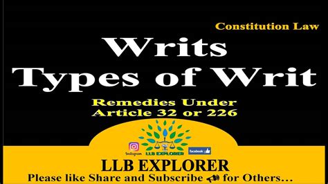 Writs Types Of Writs Article32 Article226 Constitutional