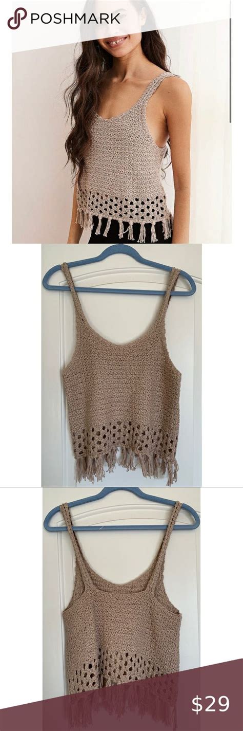 Aerie Crochet Sweater Tank White