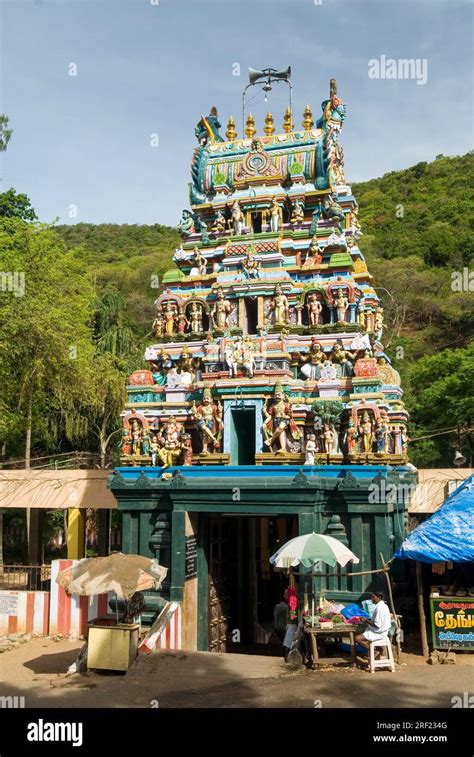 Temple Tower Gopuram Murugan Temple In Pazhamudircholai Near Madurai