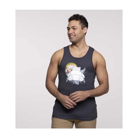 Snorlax Sunset Dark Gray Fitted Tank Top Men Pok Mon Center