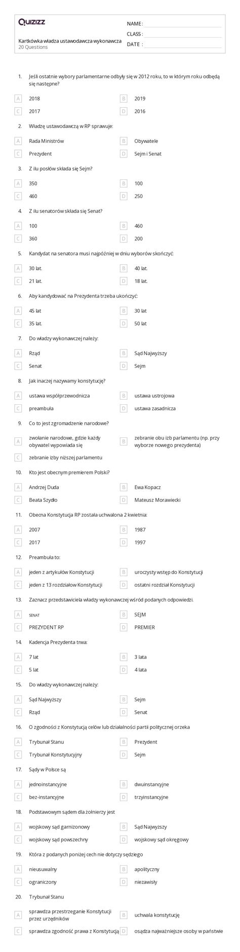 Ponad W Adza Ustawodawcza Arkuszy W Quizizz Darmowe I Do Druku