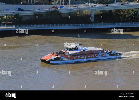 Sightseeing Cruise Boat Citycat Sails On Brisbane River In Downtown