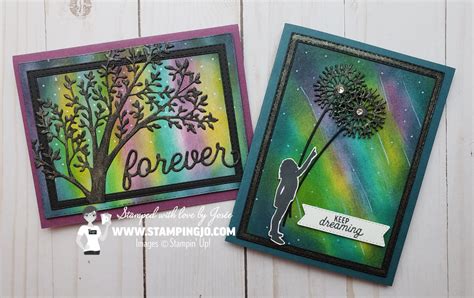 Northern Lights Technique Hand Stamped Cards With Josee Smuck Stampin