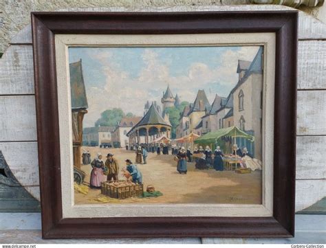 Huiles Ancien Tableau Marché Breton Signé L Masson Signé L Masson