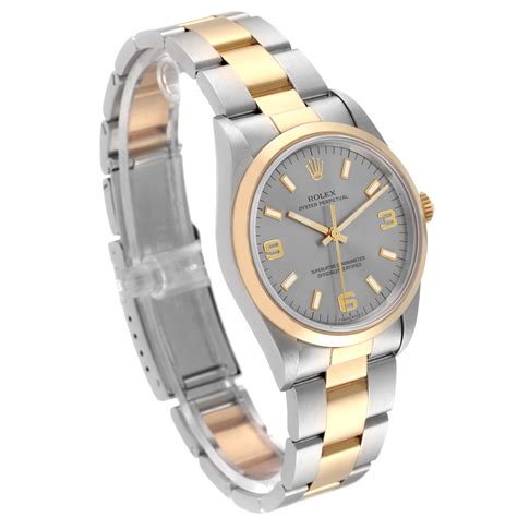 Rolex Oyster Perpetual Domed Bezel Steel Yellow Gold Mens Watch