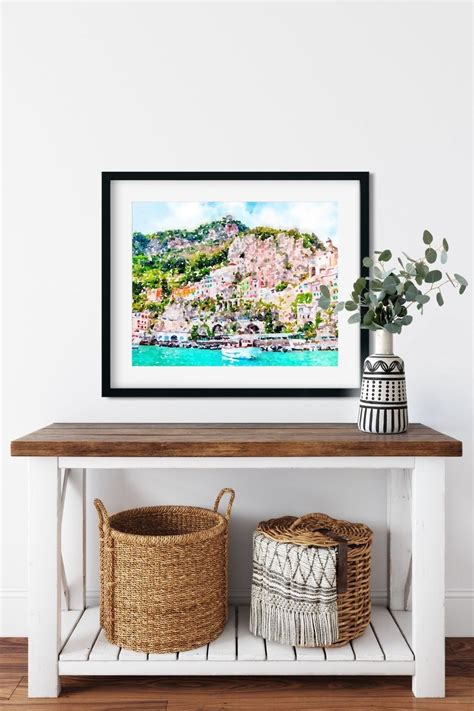 Amalfi Coast Italy Watercolor Painting Italian Coast Print | Etsy