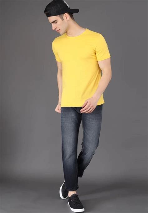 Knit Fabric Plain Men T Shirts Round Neck At Rs 95 In New Delhi ID