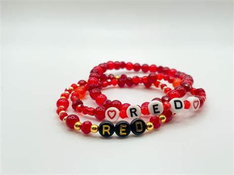 Concert Tour Red Beaded Bracelets Handmade Friendship Bracelets Set Of