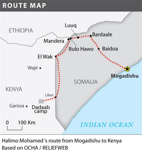 Halimo Mohammed S Route From Mogadishu To Dadaab Refugee Camp The