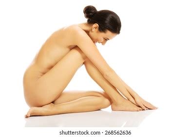 Side View Naked Slim Woman Sitting Stock Photo 235682005 Shutterstock