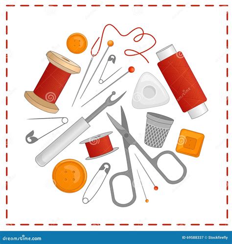 Vector Sewing Tools In The Shape Of A Circle Stock Vector