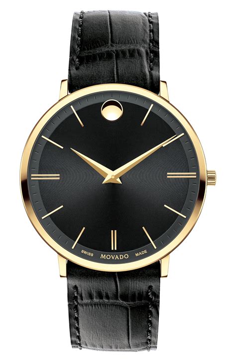 Movado Ultra Slim Leather Strap Watch, 40mm | Nordstrom