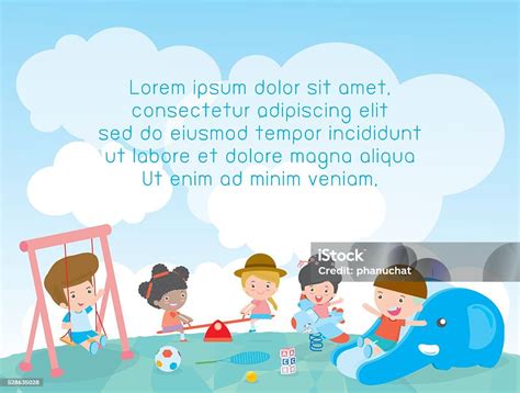 anakanak  taman bermain template  brosur iklan ilustrasi stok