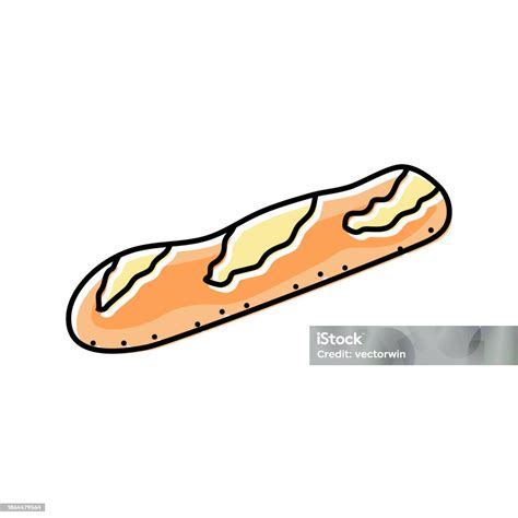 Ilustración De Baguette Cocina Francesa Icono De Color Ilustración