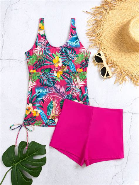 Shein Swim Classy Ba Ador Bikini Con Estampado Tropical Con Cord N