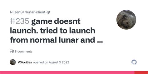 game doesnt launch. tried to launch from normal lunar and it works but